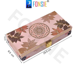 Fancy Shagun Cash Box Or Gaddi Box For Gifting Money On Wedding, New Born Baby, Ring Ceremony Pattern1pc, Material - Wood, Colour - Peach Leaves