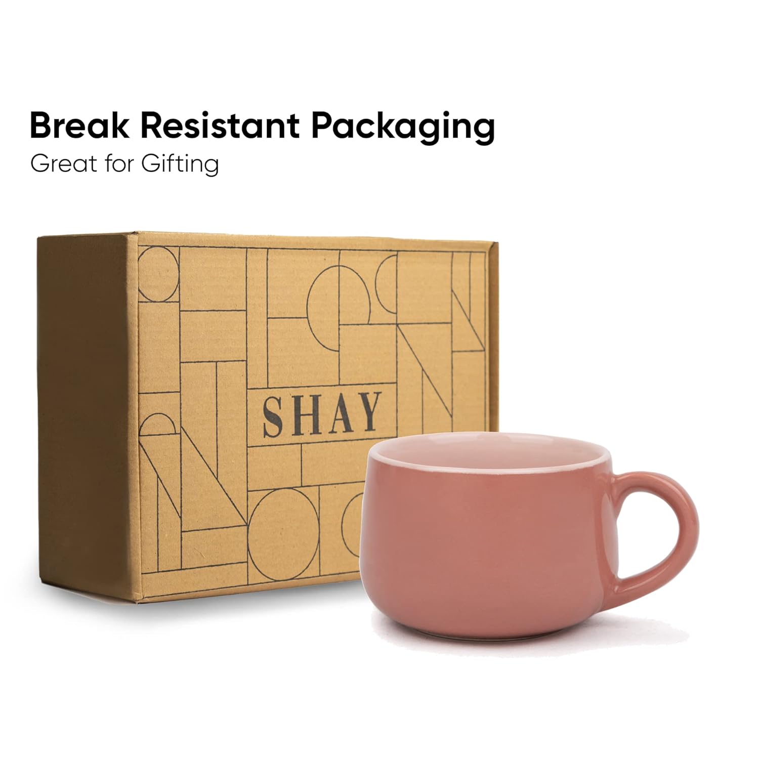 Ceramic Medium Cup Set Of 2 - Pink, 320ml Each | Cup Set Of 2 For Coffee & Tea With Glossy Finish - Premium Stoneware Ceramic Cup | Microwave Safe & Dishwasher Safe