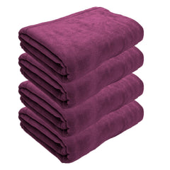 Black Gold The Finer Touch Oversized Microfiber Bath Towel 2600 Gsm | Soft Quick-Dry Microfiber Towel For Men & Women | Lightweight, Absorbent & Travel-Friendly (Purple) - Pack Of 4