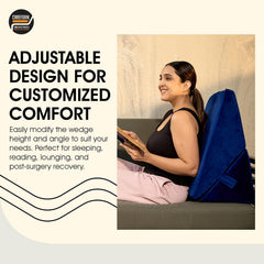 Wedge Pillow, Adjustable Memory Foam Bed Wedge Pillow For Sleeping, Blue - 22 X 22 X 12 Inch | For Acid Reflux, Snoring, Gerd, Pregnancy, Post-Surgical Recovery | Washable Velvet Cover