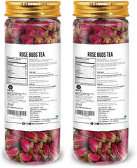 Blue Tea Caffeine Free Rose Buds Flower Herbal Tea - Pack Of 2 X 30gm Pet Jar, 1.05 Ounce Each, 60 Cups | Non-GMO, Flower Based Detox Tea - Gluten Free | Beautiful Hair & Skin