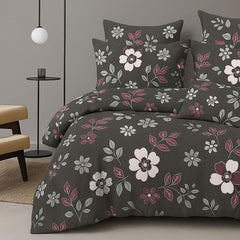 Cotton Queen Size Printed Double Bedsheet With 2 Pillow Covers For Home | 90 X 100 Inches, Black - Beautiful Bedsheet Set | Perfect For Gifting Wedding, Anniversary