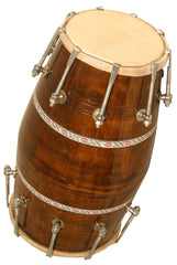 Nickel Plated Bolts & Nuts Dholak Or Dholki - Brown | Perfectly Symmetric Round Dholak - Dholak For Festival, Wedding, Satsang | Very Easy To Tune