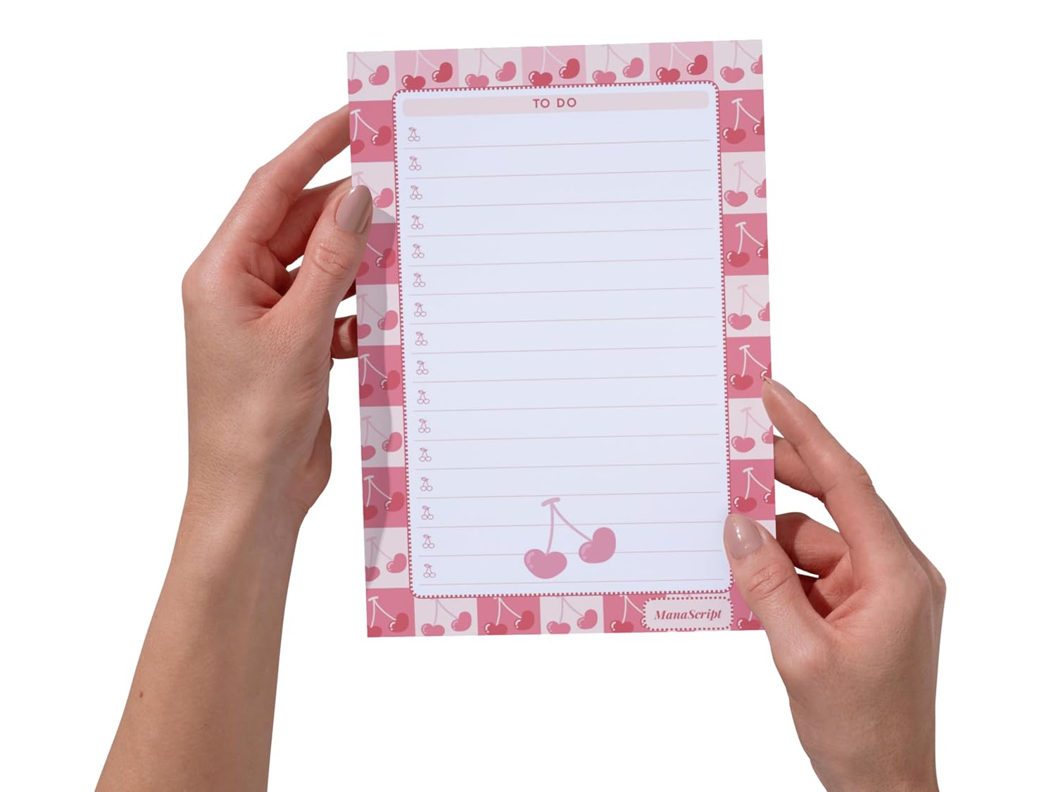 A5 Notes/To Do List Notepad, Beautiful Daily Checklist Pad, Tear-Off Sheets (Cherries) Pack Of 1