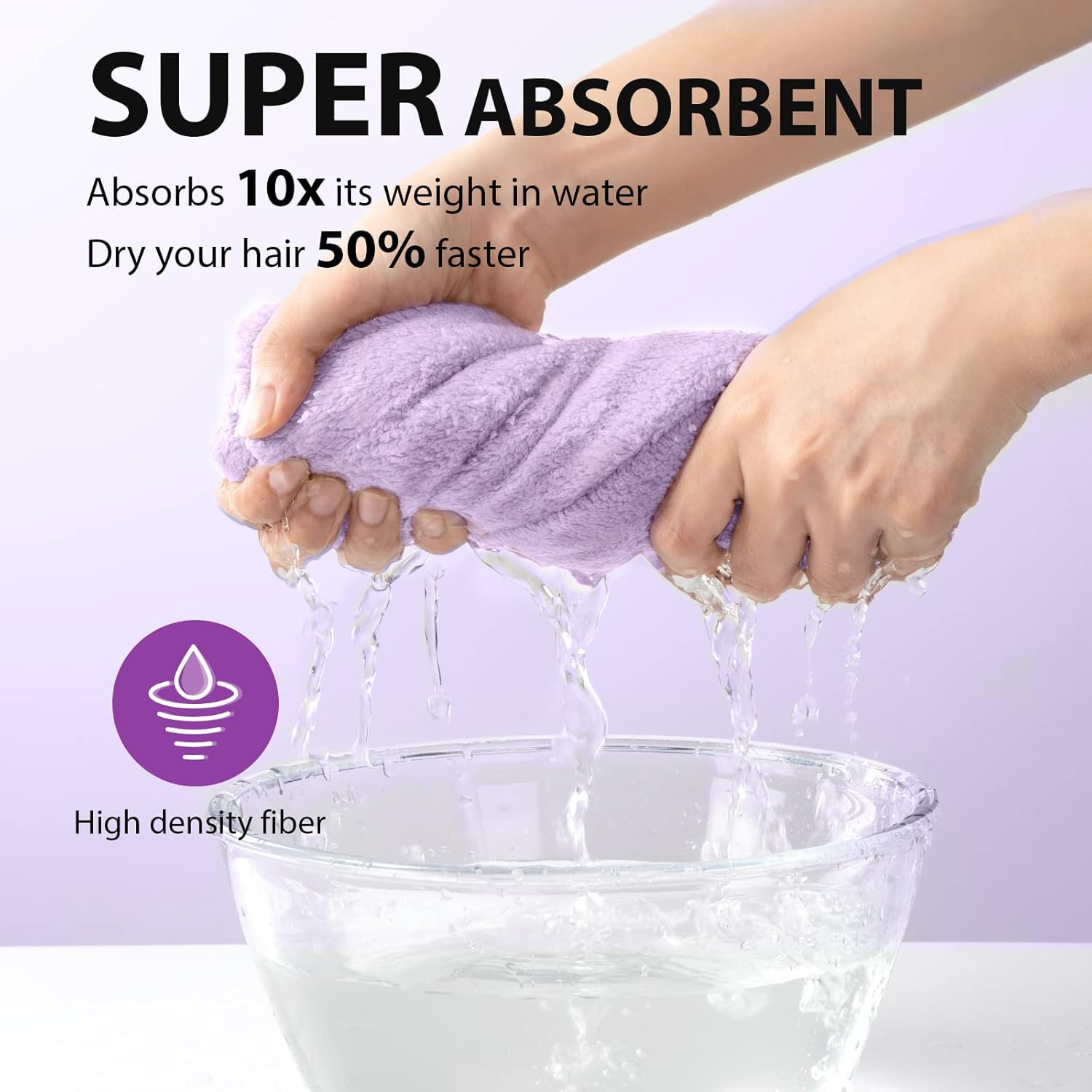 Fezora Hair Towel Wrap For Women-Quick Drying Microfiber Towel For Hair With Elastic Loop For Tying-Super Absorbent Head Towels Wrap For Ladies Hair Turban (Purple)