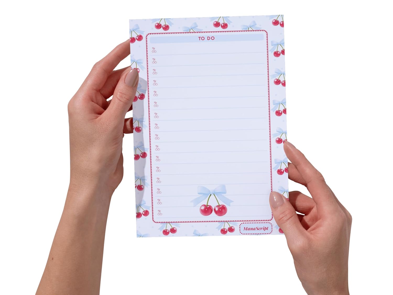 A5 Notes/To Do List Notepad, Beautiful Daily Checklist Pad, Tear-Off Sheets (Cherry-3) Pack Of 1
