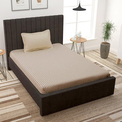 Striped Single Bedsheet With 1 Pillow Cover 60 X 90 Inches, Cream | Comfortable & Durable | Elegant Printed Bedding Set For Daily Use