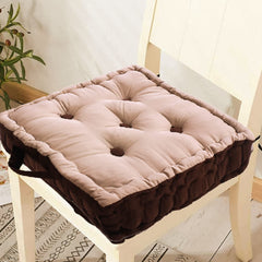 Square Chair Pad, Comfortable Seat Cushion, Soft Cotton Pillow For Seating, Beige & Brown | For Meditation, Yoga, Living Room | Furniture Cushion, Washable - 4 Piece Cotton Chair Pad