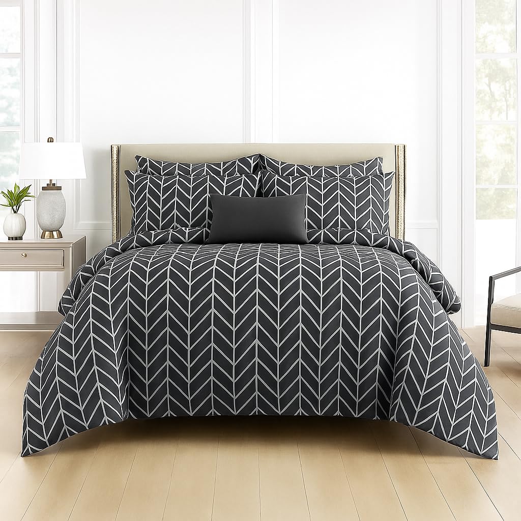 Cotton Double Bedsheet For Queen Size With 2 Matching Pillow Covers For Home - 90 X 100 Inches, Grey & White | Smooth Finish, Soft Touch & Breathable Comfort For Everyday Use