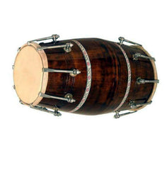 Handmade Wood Dholak Indian Musical Instrument Full Tool Kit - Brown | Perfectly Symmetric Round Dholak - Dholak For Festival, Wedding, Satsang | Very Easy To Tune