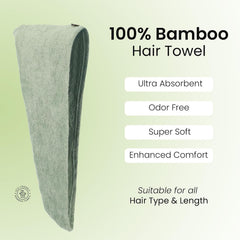 Mush Bamboo Hair Towel 300 Gsm | Ultra Soft, Absorbent & Anti Microbial Hair Wrap (Olive Green)