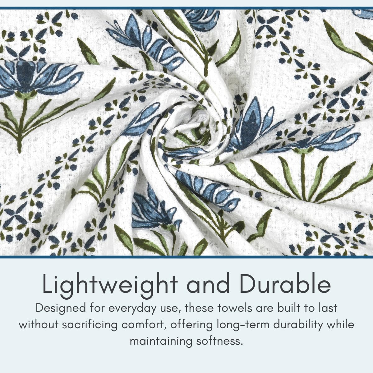 Mafatlal Madhuban Premium Waffle Cotton 1 Bath & 2 Hand Towel 700 Gsm | Hand Printed Floral Design Lightweight, Quick Dry Towel (Lolite) - 3 Pcs