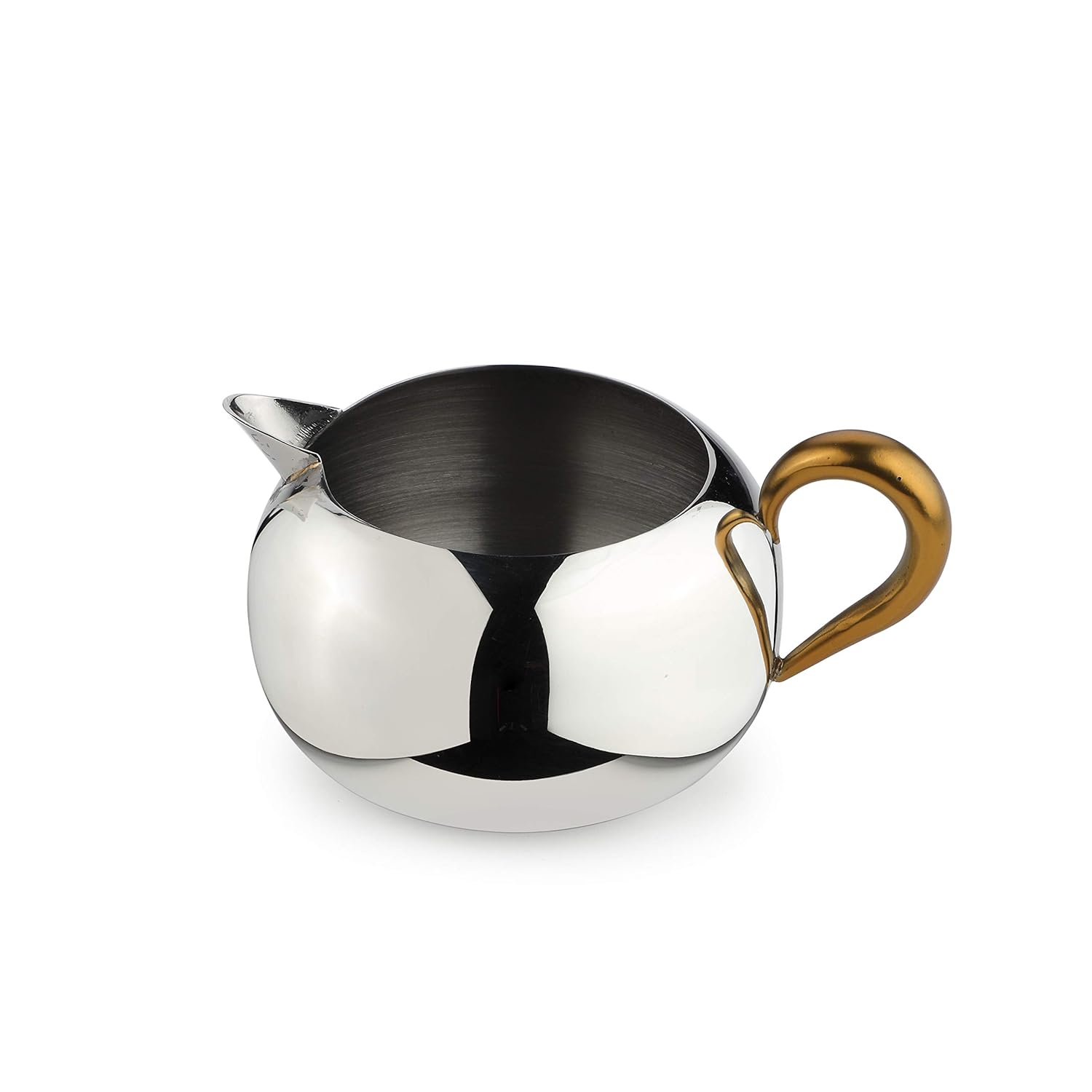 Designer Stainless Steel Milk Pot, Silver & Gold - Aladdin Series | Gloss Mirror Creamer Jug - Premium Serve Ware, Dinnerware & Tableware