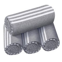 Destin Home Turkish Peshtemal Beach Towels 1.5 Kg | Cotton Soft, Lightweight, Quick-Drying & Absorbent For Beach Pool Spa Picnic Travel (Charcoal Grey)- Set Of 4