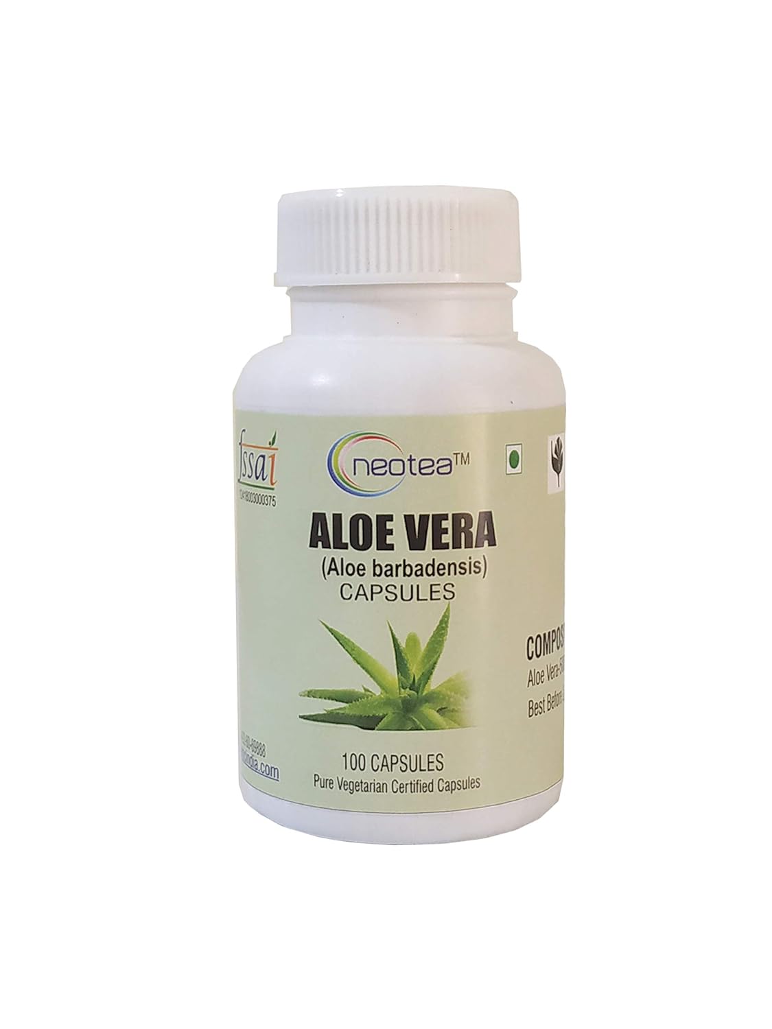 Neotea Aloe Vera Capsules 500mg, Boosts The Immunity Of Your Body | 100 Capsules, 200gm 0.4lbs