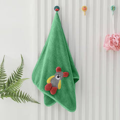 Maxoshine Microfiber Kids Bath Towels 300 Gsm | Quick Drying Towels For Unisex Kids-Teddy Bear Print Baby Towel For Boys & Girls (Green)