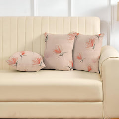 Microfiber Square Pillow Cushion For Sofa & Bed, Light Pink - 24 X 24 Inch | Fluffy For Comfort & Back Support | Breathable, Premium Cotton Cushion Cover With Zip, Neck Support - Set Of 3