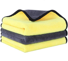Woscher Microfiber Cloth 600 Gsm | Ultrasoft & Quick Drying Car Microfiber Cleaning Towel, Lint Free Automotive Microfiber Towel (Yellow & Grey)- Pack Of 3
