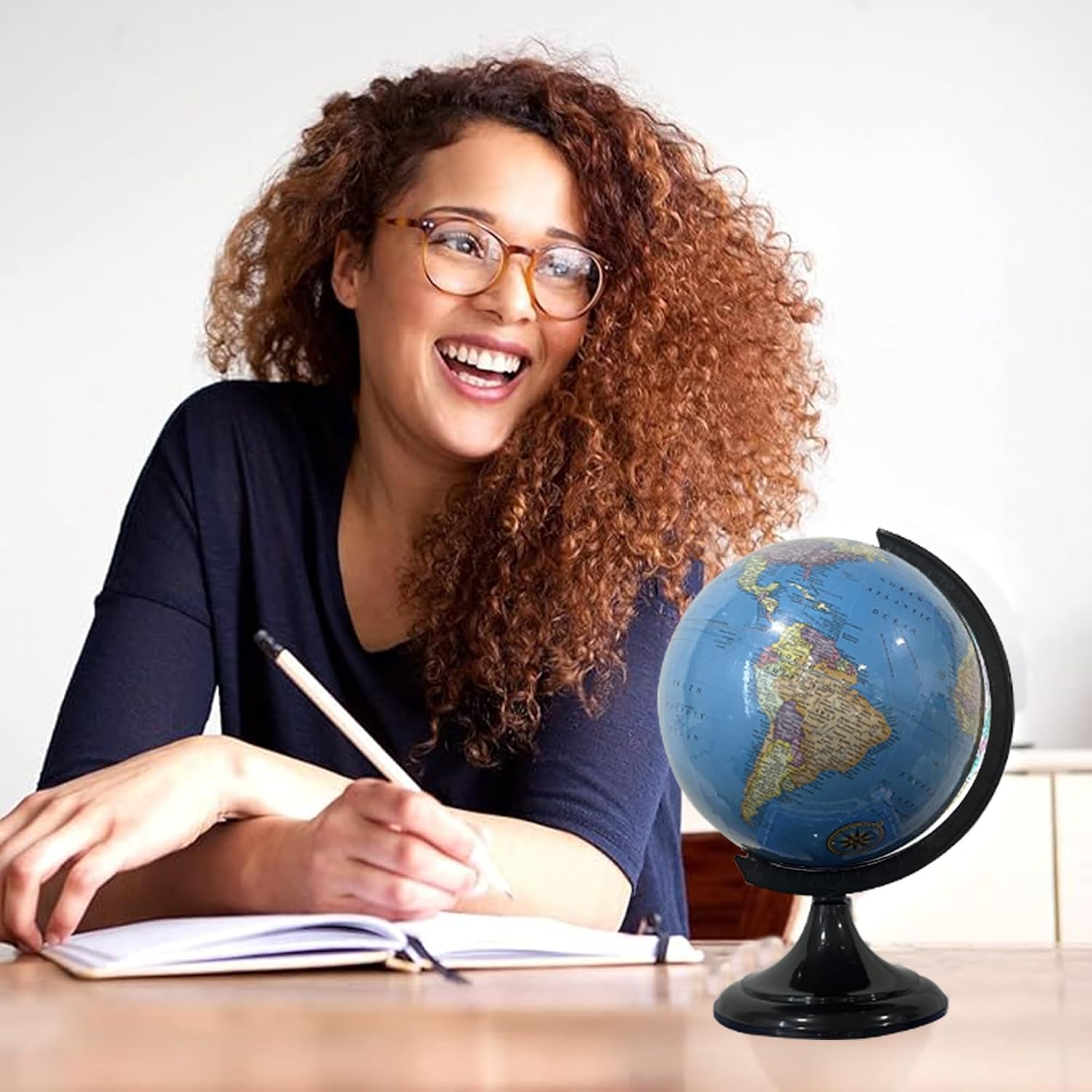 Educational Detailed World Globe With Plastic Stand For Kids & Adults Learning Geography, UPSC Aspirants, Desktop & Table Globe - Height 10 Inch, Pack Of 1
