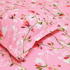 Queen Size Bed For Elastic Fitted Bedsheet With 2 Pillow Covers | 50 X 78 X 10 Inches, Pink & Red | Softness, Durability & Comfort | Perfect For Everyday Use