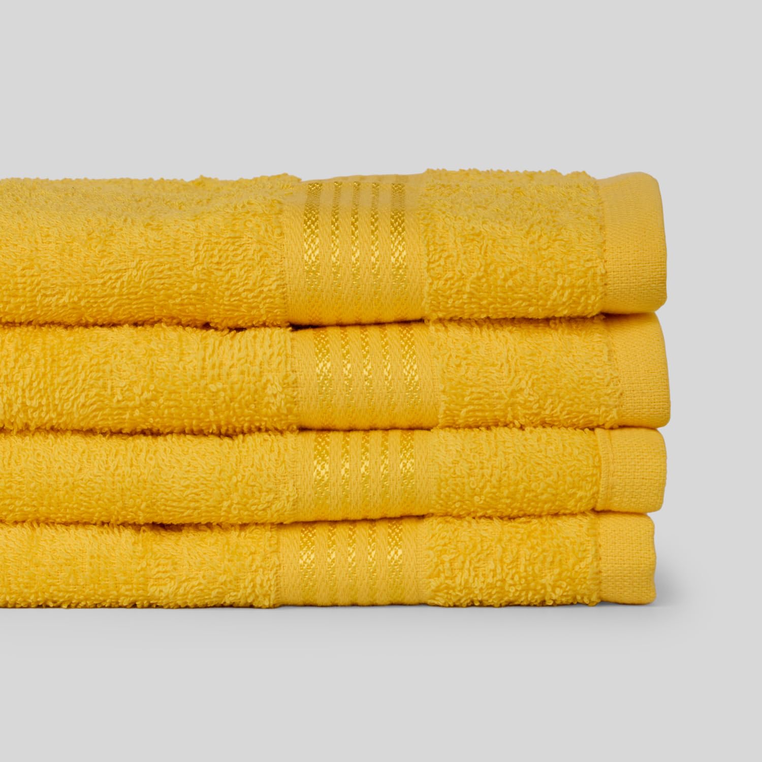 Kopa Quick Dry 100% Cotton Soft Terry Face Towel 640 Gsm | Quick Dry 100% Cotton Super Absorbent, Lightweight (D'Ross) Face Towel (Yellow)- Pack Of 4
