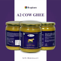 Organic Pure Amritasya A2 Cow Ghee By B-Epicure | Traditional Bilona Method Pure & Natural Curd- Churned Desi Ghee Good For Health | 1 Litre (500ml * 2) 33.8 Ounce | Jar Pack