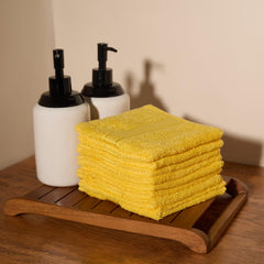 Kopa By Bianca 100% Cotton Soft Terry Face Towel 400 Gsm (Yellow) -Pack Of 8