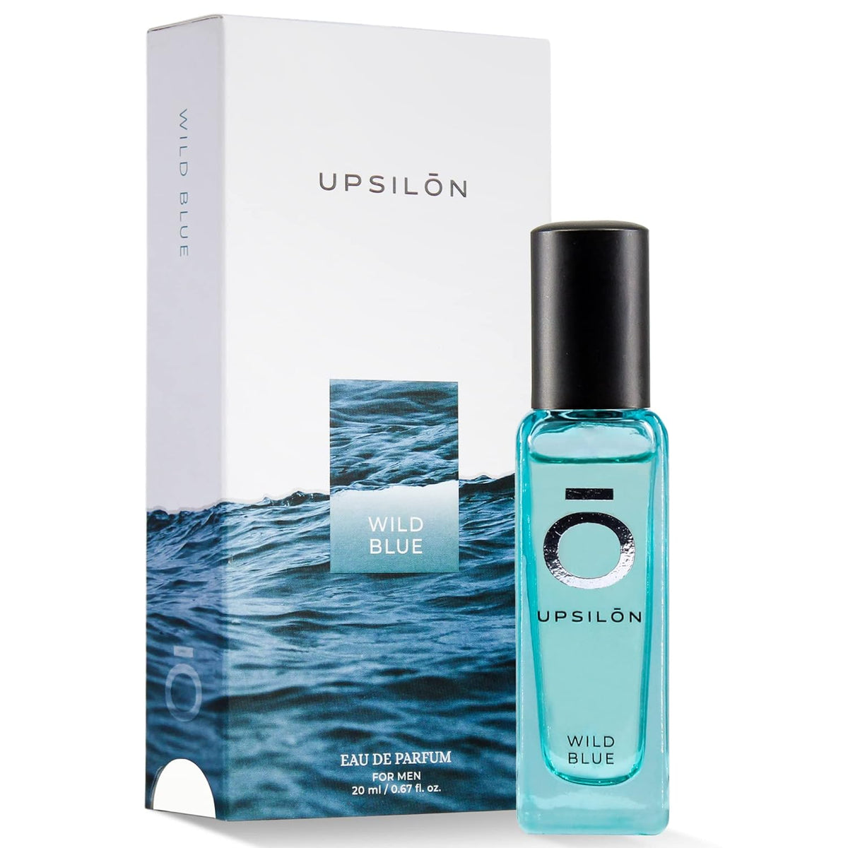 Upsilon Wild Blue Eau De Parfum For Men 20ml 0.6 Fl.oz. Long Lasting Fresh & Powerful Fragrance | Travel Friendly