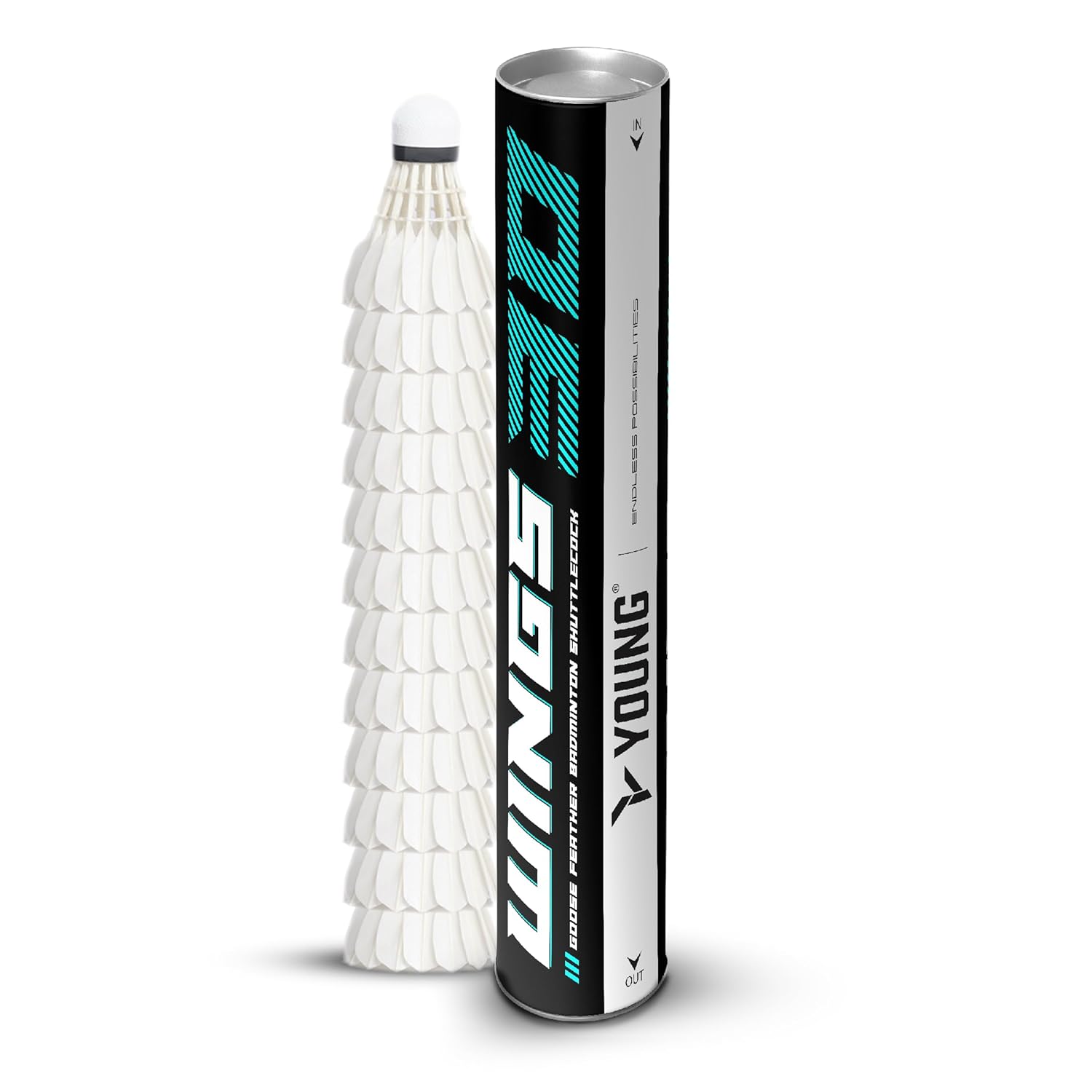 Young Wings 30 Goose Feather Badminton Shuttlecock (A+ Grade) Tournament Grade Professional Feather Shuttlecock | Hi-Dura Natural Cork | Suitable for Professionals , Speed 76 | Pack Of 1