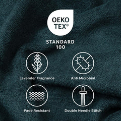 Feather & Spun Bamboo Cotton Bath Towel 600 Gsm | Anti Microbial Fade Resistant Double Needle Stitch Lavender Fragrance Bath Towel (Jade Forest)