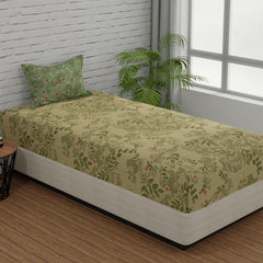 Cotton Single Bedsheets With 1 Pillow Covers - 55 X 88 Inches, Light Green | Ideal For House - Bedroom, Guest Room, Perfect Gift For Festivals