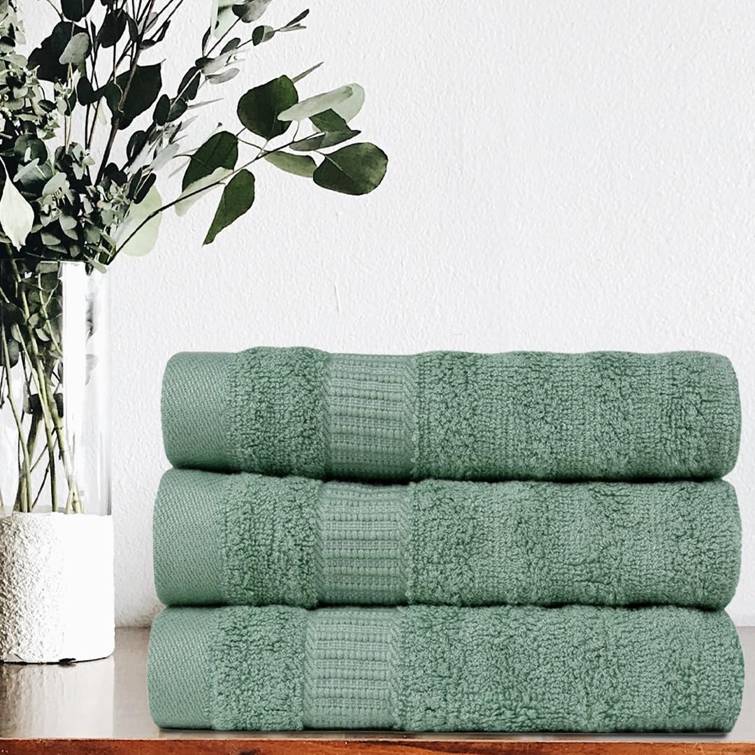Mush Bamboo Hand Towels 600 Gsm | 100% Bamboo Gym Towel For Men & Women Workout Ultra Soft, Absorbent & Quick Dry Towel (Green)- Set Of 6
