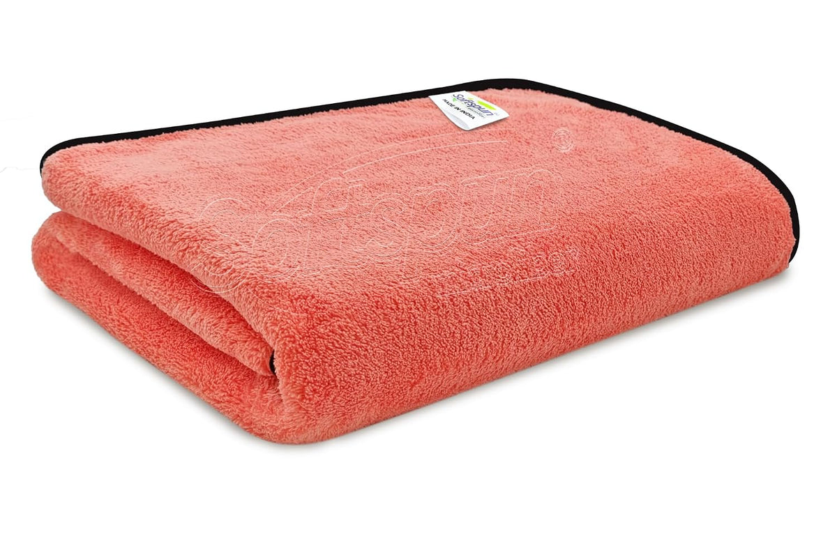Softspun Microfiber Coral Bath Towel 221 Gsm | Ultra Absorbent Super Soft & Lightweight Quick Drying For Men & Women Daily Use Large Size Towel (Peach)