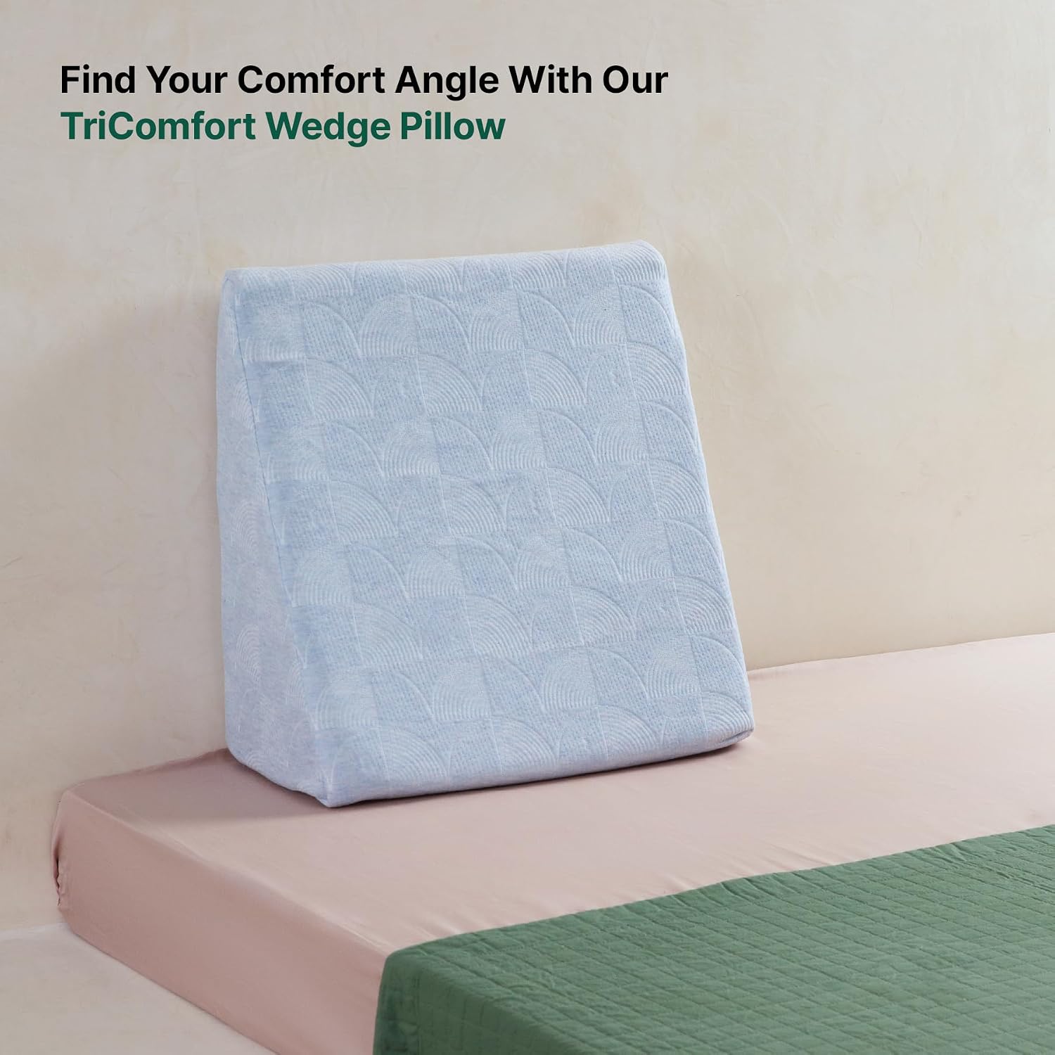 Orthopedic Soft Bed Wedge Pillow, Memory Foam Pillow For Sleeping, Sky Blue - 18 L X 18 W X 10 H Inches | Acid Reflux, Back & Neck Pain Relief, Anti Snoring | Pregnancy Maternity Pillow
