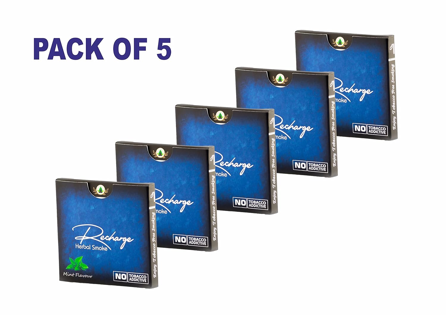 Aarogyam Herbals Cigarette 100% Tobacco & Nicotine Free Smoke, For Relieve Stress & Mood Enhance Of Smokers - 10 Sticks In Each Packet Recharge, Mint Flavour 5 Packets
