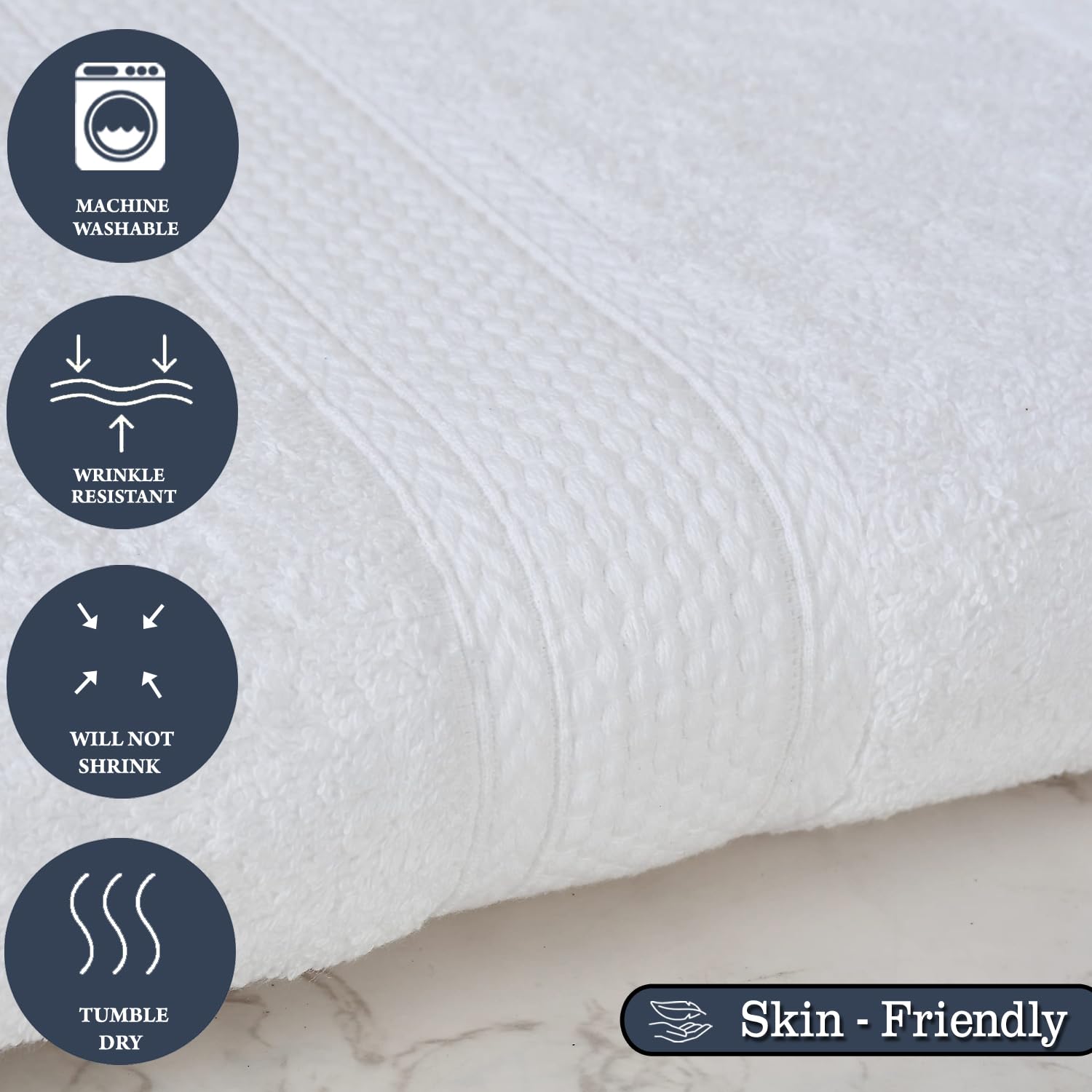 Fresh From Loom Luxury Edition Egyptian 100% Pure Cotton Bath Towel 600 Gsm | High Water Heavy Soft Dual Stitched Bath Towel (White)