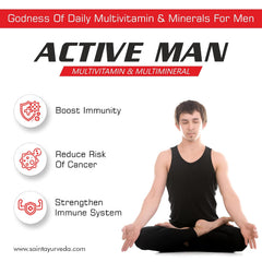 Saint Ayurveda Multivitamin Active Man With Ginseng, Lycopene, Grape Seed Extract & Vitamin B1, B2, B6, B12, A & Folic Acid For Daily Energy, Immunity, Gut & Bone Health | 30 Softgel , 50gm 0.2lbs
