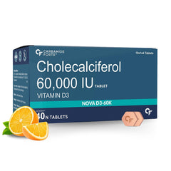 Carbamide Forte Vitamin D3 60000 IU - Chewable Cholecalciferol | High Potency Vitamin D, D3 Vitamin Supplement For Women & Men | Orange Flavour - 40 Tablets 100gm 0.2lbs