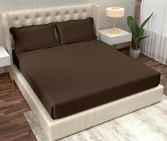 Striped Brown Bedsheet For King Size With 2 Pillow Cover (90 X 95 Inches) | Softer & Durable For All Season | Ideal For Daily Use Home Bedsheet