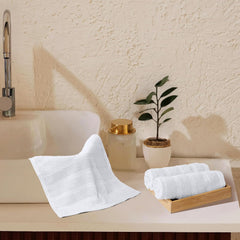 Mytrident Quick Dry 100% Cotton Face Towel 450 Gsm (White) - 3 Pcs