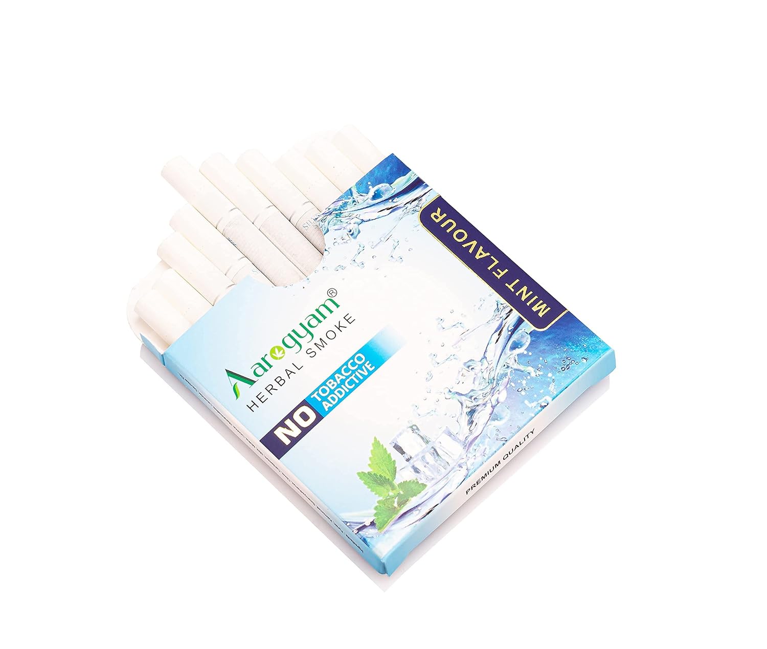 Aarogyam Herbals 100% Tobacco & Nicotine Free Cigarette For Relieve Stress & Mood Enhance Product For Smokers - 10 Sticks In Each Packet (Mint Flavour, Pack Of 50)