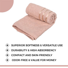 Heart Home Face Towel 600 Gsm | Facewash For Travel Workout Hand Towel | Lining Design Pack Of 3 (Brown)