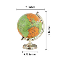 Light Green Earth Globe For Desk & Office Decor 6 Inch Classy Desktop World Rotating Globe With Silver Stand (Not Plastic) Perfect For Bookshelf & Table, Pack Of 1