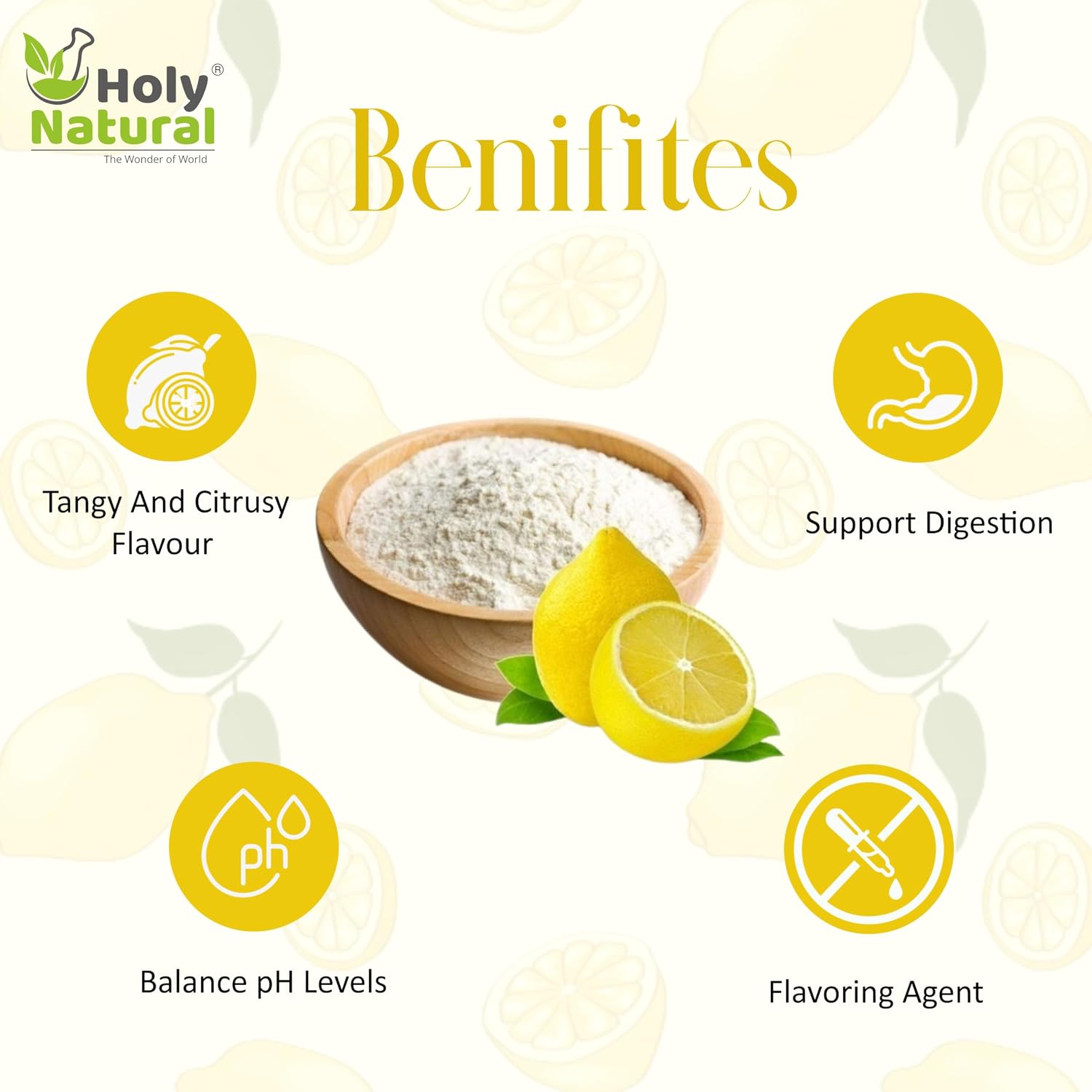 Holy Natural Lemon Powder, Rich In Vitamin C, Immunity Booster & Superfood, Healthy And Weight Loss, Use In Lemon Juice, Lemon Candy & Cooking And Baking | 200gm 0.4lbs