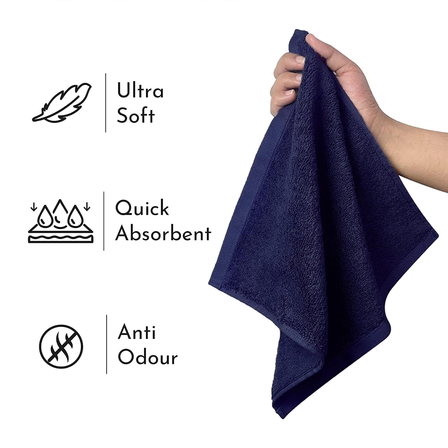 Heelium Bamboo Face Towel 600 Gsm | Ultra Absorbent & Odour-Free 3x Softer Than Cotton Towels | Pack Of 3 - Blue, Grey & Light Grey