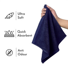Heelium Bamboo Face Towel 600 Gsm | Ultra Absorbent & Odour-Free 3x Softer Than Cotton Towels | Pack Of 3 - Blue, Grey & Light Grey