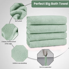 Maxoshine Microfiber Bath Towels Large Size-Super Soft Coral Fleece Bathing Towel Hook Quick Dry Super Absorbent-Bath Towel For Men & Women (Purple/Pista Green, Pack Of 2)