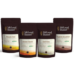 McLeod Russel 1869 Assorted Teas Combo - Pack Of 4 X 50gm, 1.7 Ounce Each, 80+ Cups | Masala Chai+ Assam Classic+ Earl Grey+ English Breakfast Black Teas - Festive Gifting Set