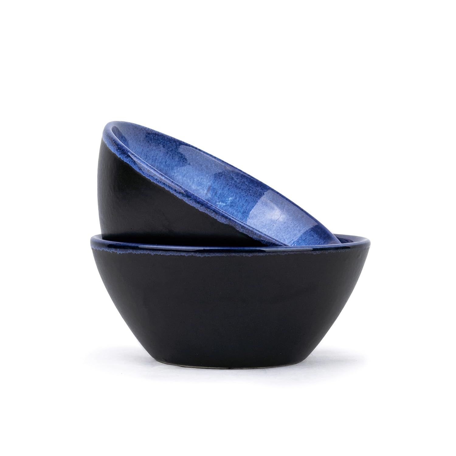 Ceramic Serving Medium Bowls Set Of 2 Pieces - 850ml Each, Blue Reactive | Premium Ceramic Bowls - Medium Size | Microwave Safe Bowls - Bowl Sets With Glossy Finish | Ceramic Bowls