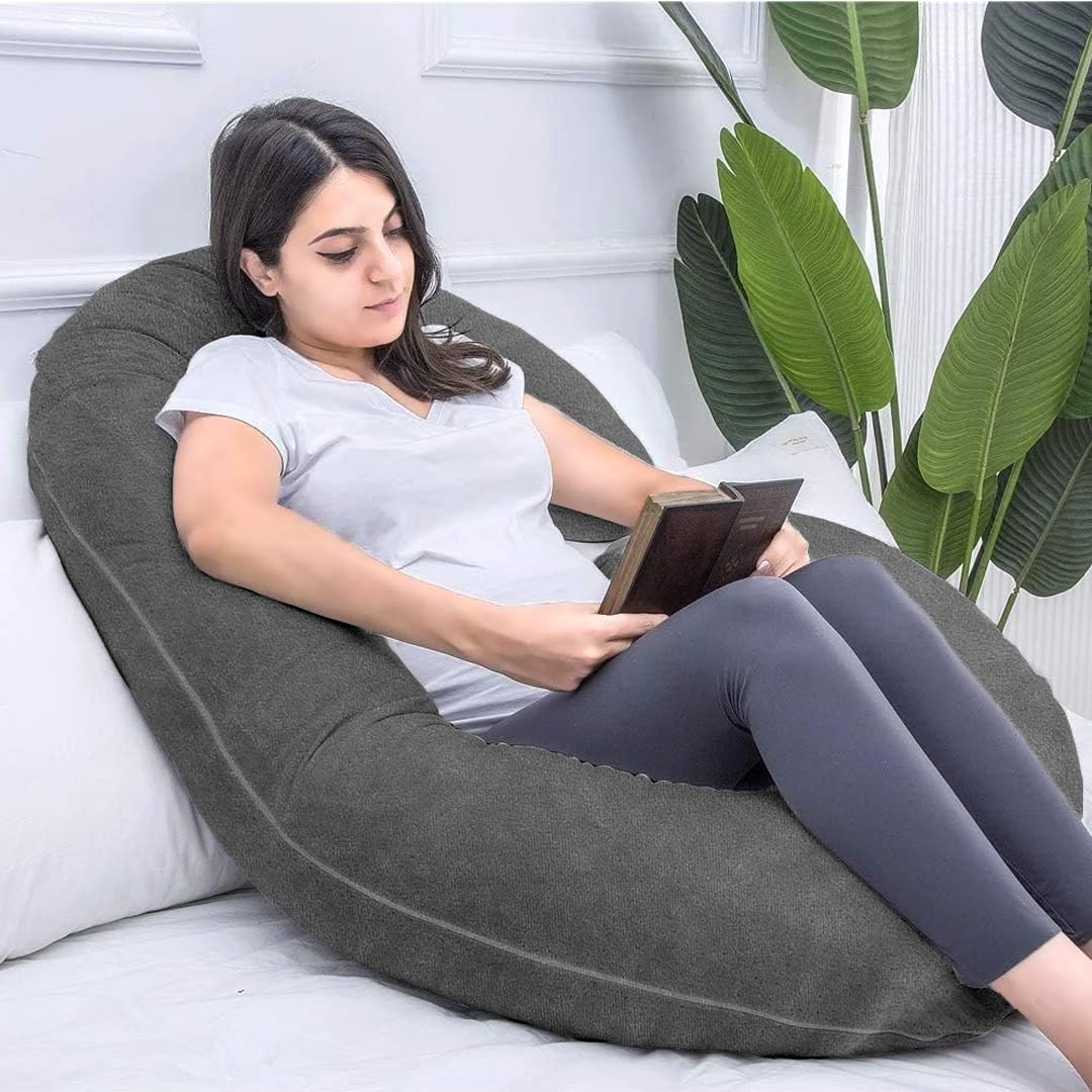 C Shaped Pillow, Pregnancy Pillow For Pregnant Women, Maternity Pillow, Grey Color | Pregnancy Gifts For Women, Maternity Soft Pillows For Pregnancy Sleeping, Washable Velvet Cover